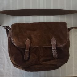 Early 90s Suede & Leather Crossbody Messenger Bag By The Gap