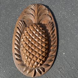 Vintage Hand-Carved Wooden Pineapple Wall Décor — Spain | Chapman 