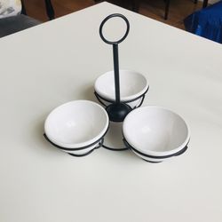 Antique Revolving Sauce/Salsa/Snack/Dessert Server. High quality metal and porcelain. New. Never used. Great bargain.