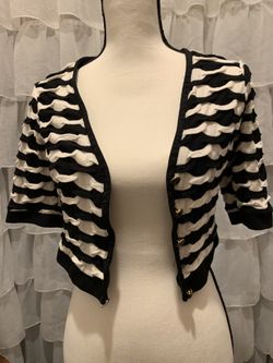 Black And White Cropped Cardigan - Medium