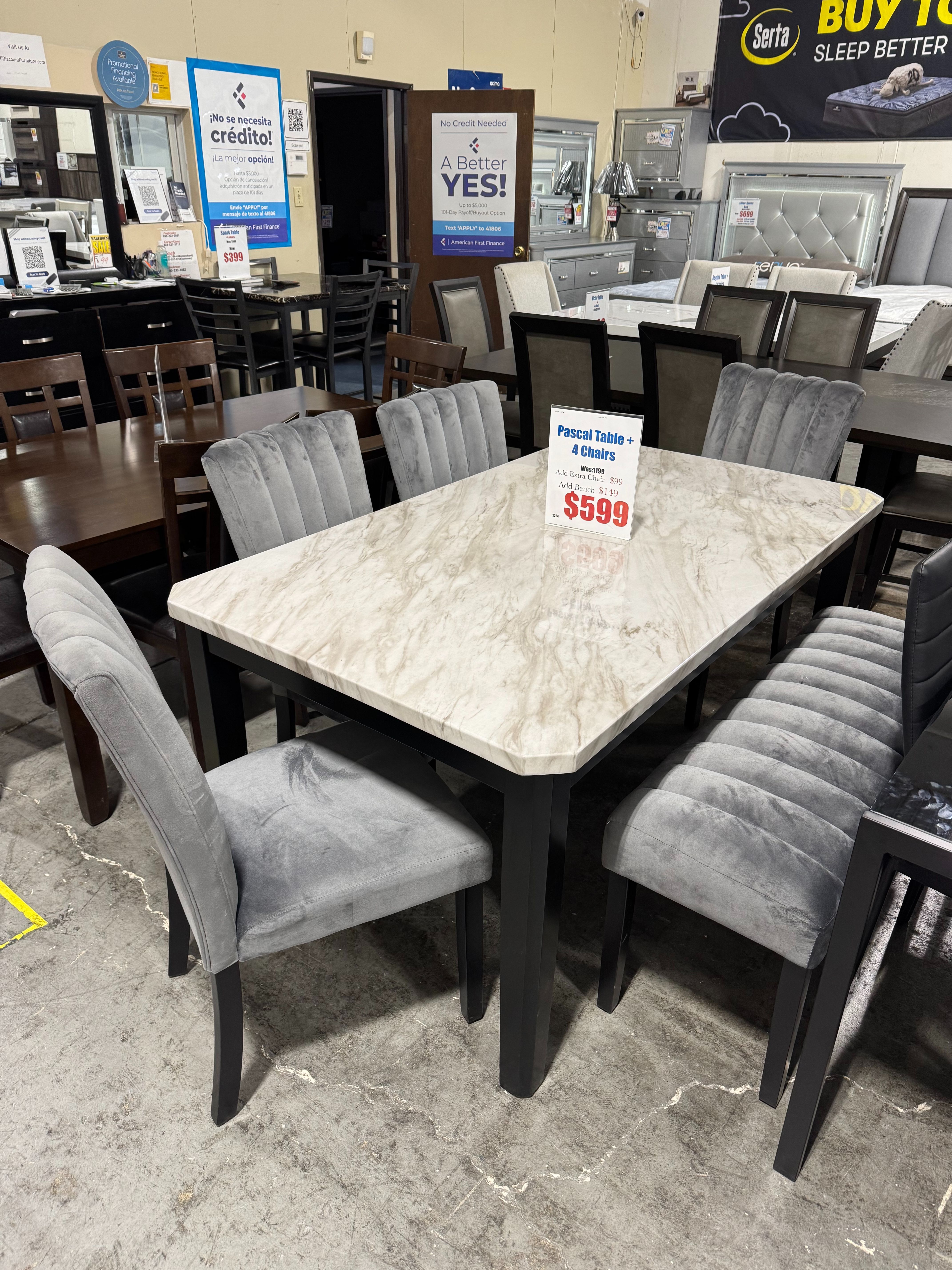 BEAUTIFUL DINING TABLE + CHAIRS – Take Home Today!
