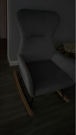 Gray Upholstered Rocking Chair