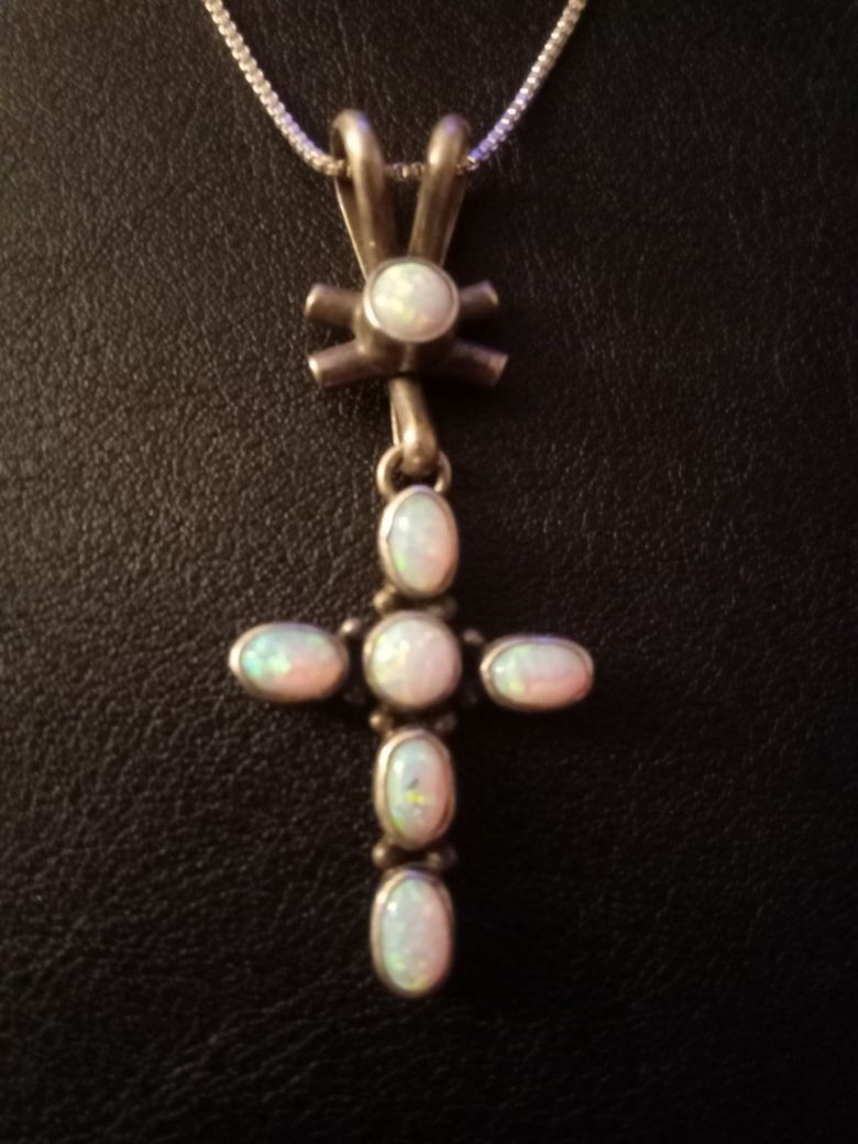 Nakai Navajo Fire Opal Cross Pendant