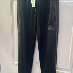 Adidas Track Pants Mens Medium Black Ankle Zip Leg Gym Athletic Sweatpants Sport