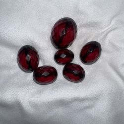 Vintage Faceted Cherry Amber Bakelite Beads (6)