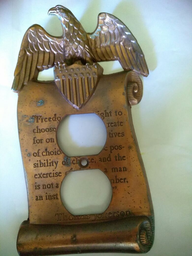 Beautiful vintage brass Thomas Jefferson eagle plate