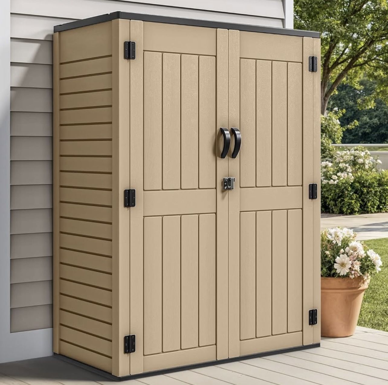 OUTDOOR SHED 59 CU FEET XL SIZE WATERPROOF AND LOCKABLE BRAND NEW IN BOX!!!