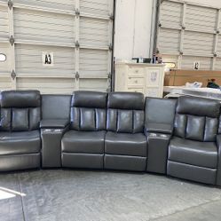 Grey Recliner Sectional Sofa