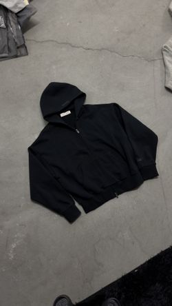 Jet Black Fear Of God Classic ESSENTIALS Zipup Hoodie