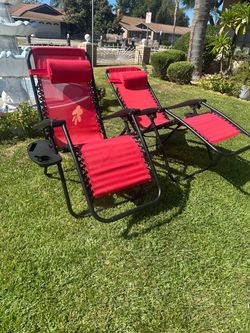 2 pc new in box outdoor recliner chairs