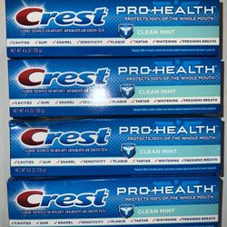 4 Crest Pro-Health Adult Toothpaste 4.6oz Clean Mint 