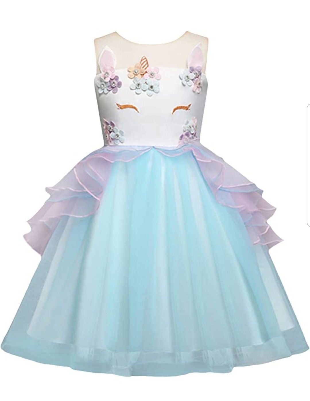 Baby Girls Flower Unicorn Costume Princess Dress Evening Gowns