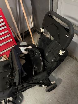 Free double stroller with infant car seat adapter and tray