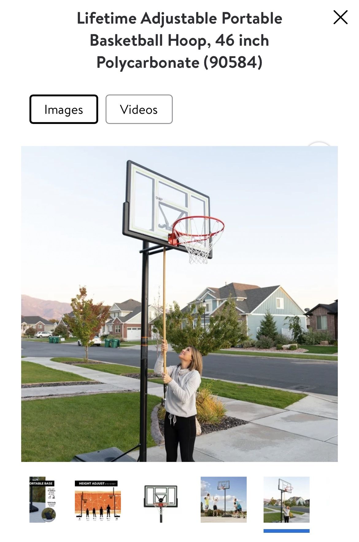 Lifetime Adjustable Portable Basketball Hoop, 46 inch Polycarbonate (90584)