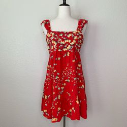 LC Lauren Conrad Linen Blend Ruffle Sleeve Tie Back Orchard Dress