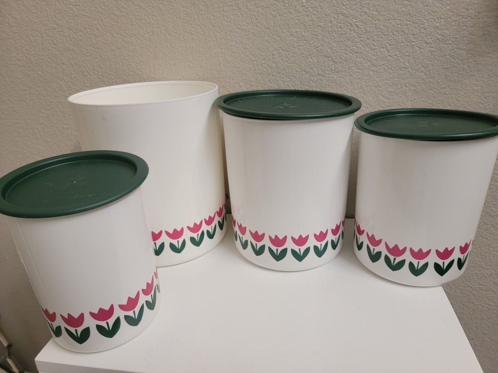 Vintage Tupperware Canisters Tulips Set Cute Planter Idea Diy 