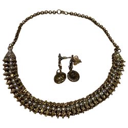 Indian Gold Rhinestone Chocker Earring Set