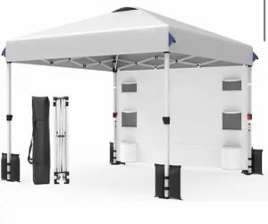 10 ft. x 10 ft. Pop Up Canopy Tent with Sidewall, 1-Minute 1-Push Setup Storage Pockets, UV Protection and Stability Kit