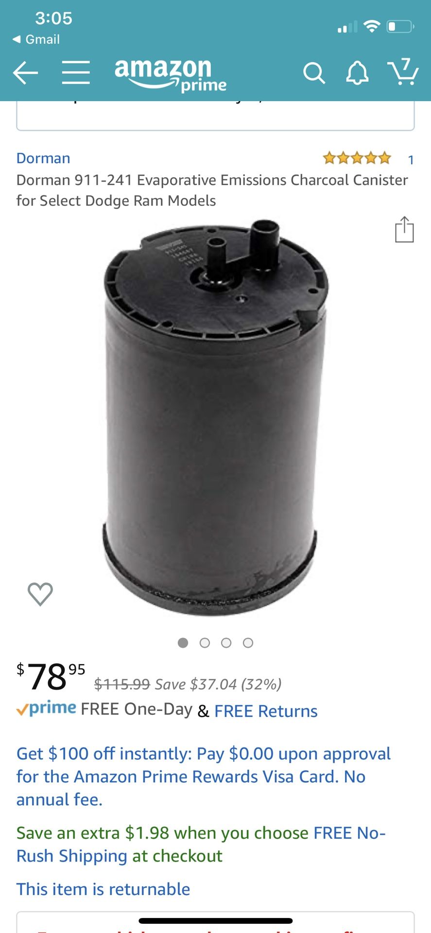 Dorman 911-241 Evaporative Emissions Charcoal Canister for Select Dodge Ram Models