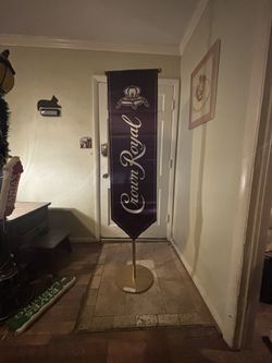 Crown Royal Sign On Brass Stand 