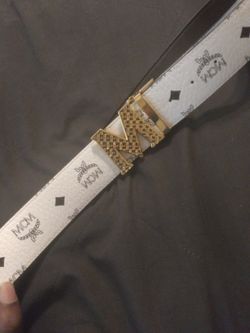 White Leather Designer Belt