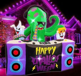 Inflatables,6FT DJ Octopus Playing Music on Turntables with Ghost