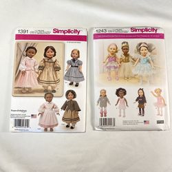 Simplicity 1(contact info removed) Patterns Set 18" Doll Clothes Keepers Dolly Dubs