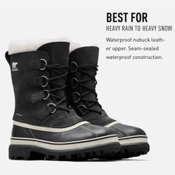 NEW SOREL Women's Caribou Waterproof Insulated Winter Boots, Black/Stone, 11 US