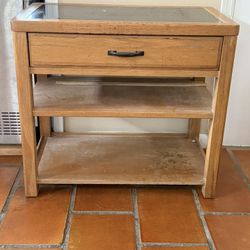 Storage Table Or night Stand with drawer and shelf - granite/marble top 