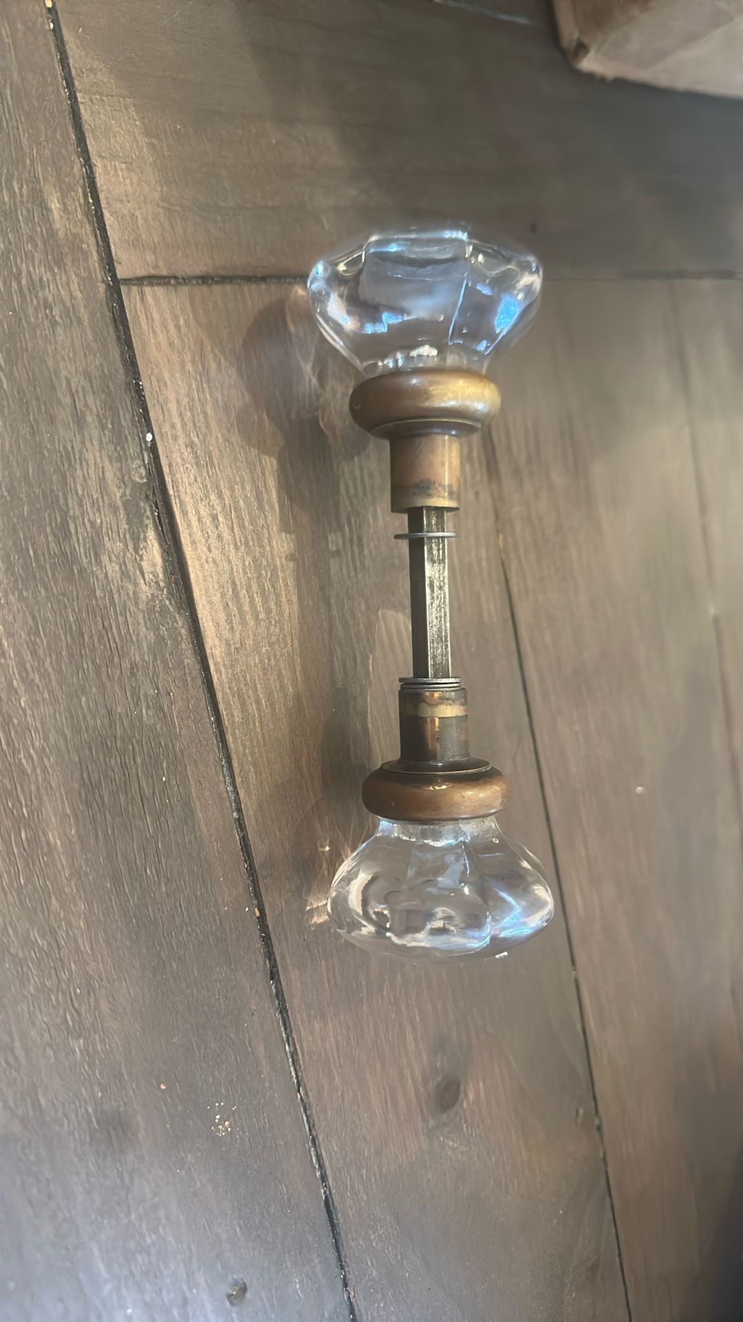 Antique Brass And Glass Door KnobS