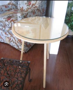 Modern Round Glass Top Side Table
