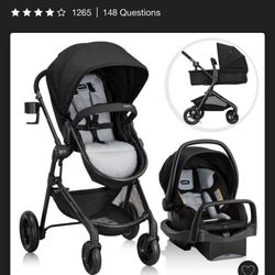 Evenflo Pivot Modular Travel System with SafeMax Infant Car Seat with Anti-Rebound bar