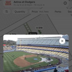 Dodgers vs Astros Friday July 4th @ 6:10pm