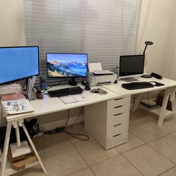 Double desk - 2 Table Tops And Drafting Table Legs