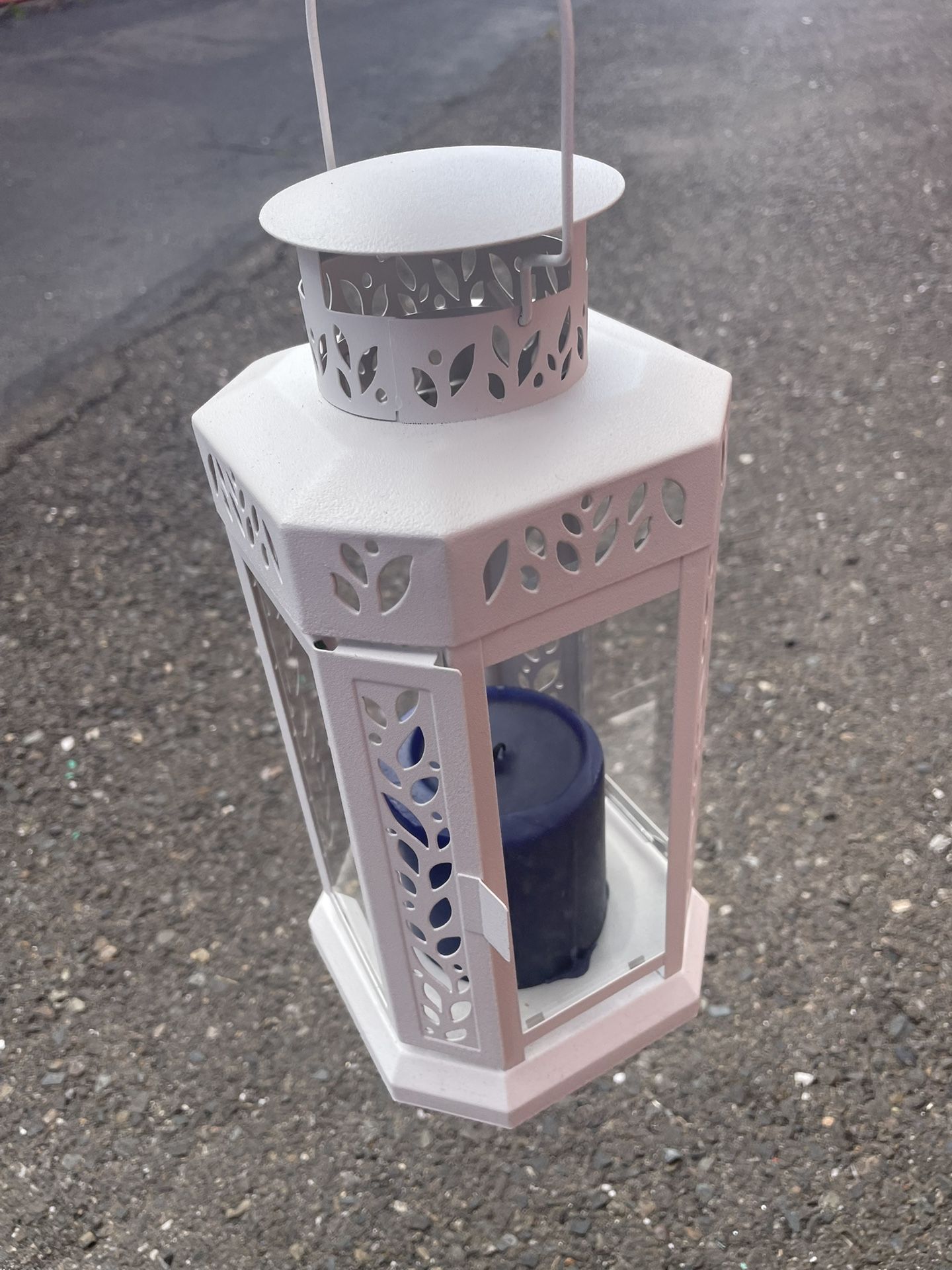 10 White Metal Lanterns 