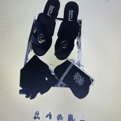 Lauren Blackwell Black Wedge Sandals 7m Gift Set 