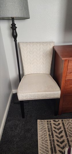 Tan Chair with Chevron Design