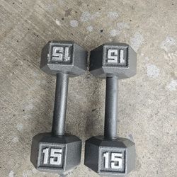 Pair Of 15 Pounds Dumbbells 