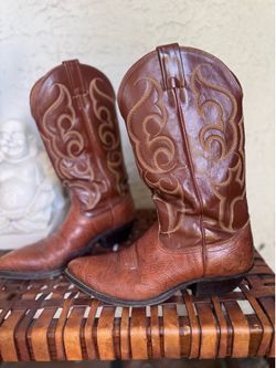 NOCONA Brown Leather VTG Made IN USA Handmade Cowboy Boots Sz 8