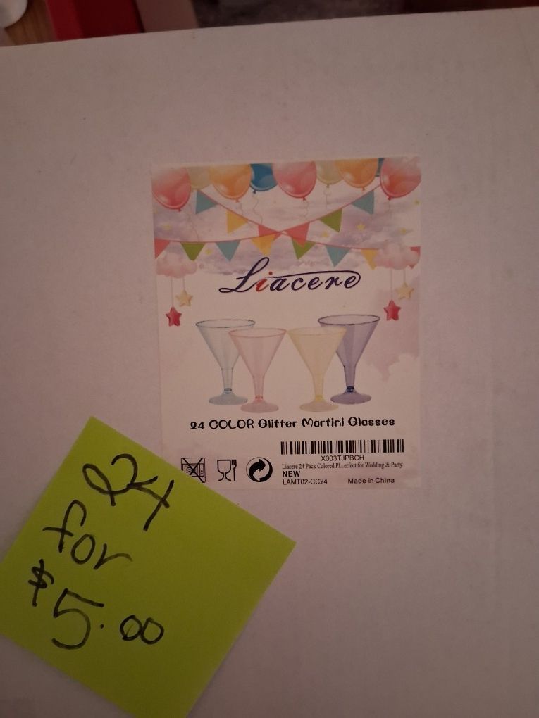 24 MARTINI Glasses Rainbow Colored