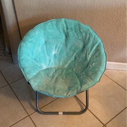 Foldable Saucer Chair Aqua Plush Round Circle Collapsable