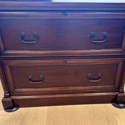 Cherry Wood Solid 2 Drawer Lateral File Cabinet