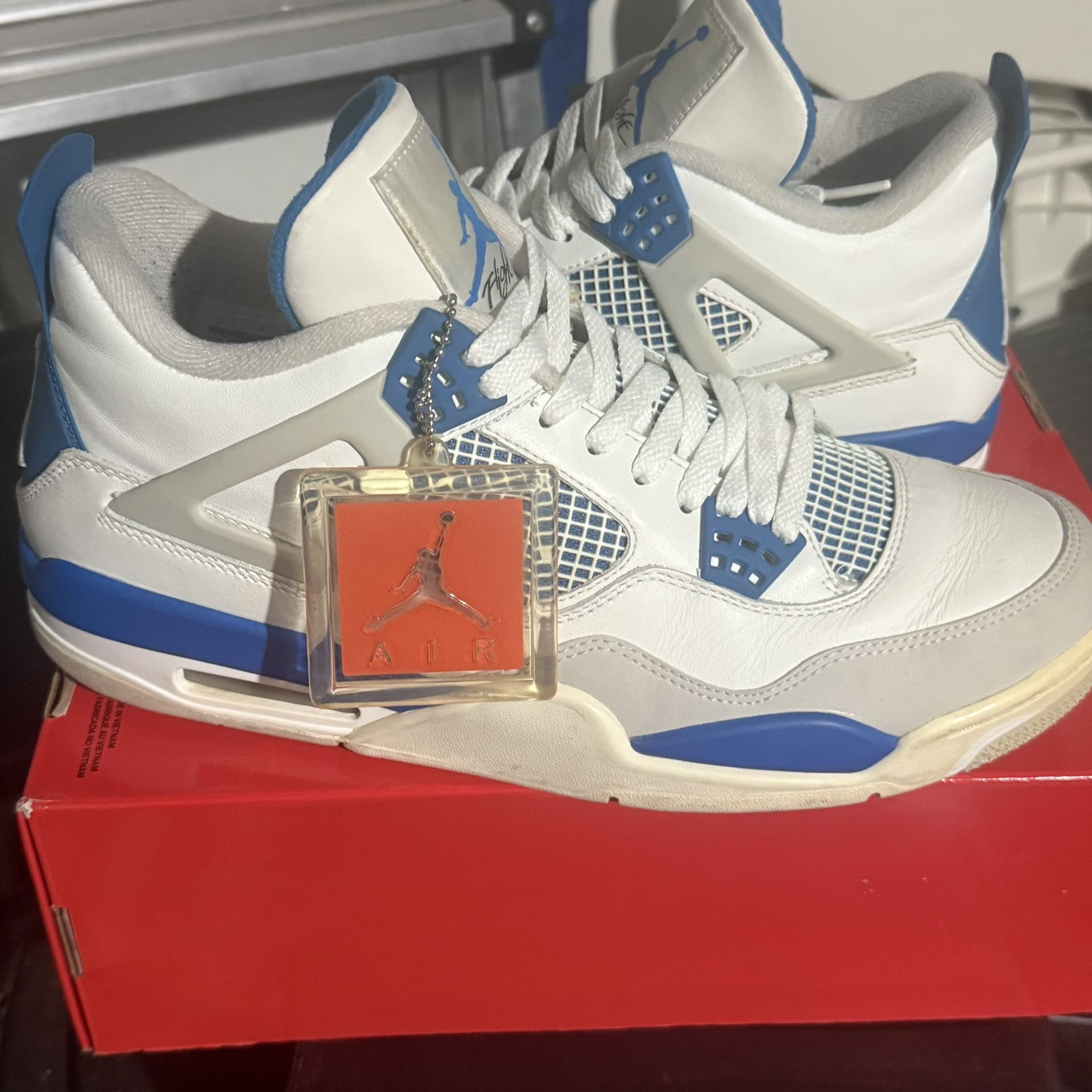 Size 12. Jordan, fours military blue.