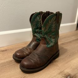 Size 12D Round Toe Green Justin Cowboy Boots