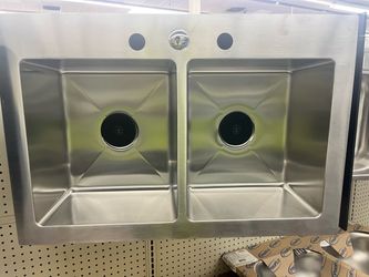 Proflo brand “Sault” stainless steel double bowl dual mount sink