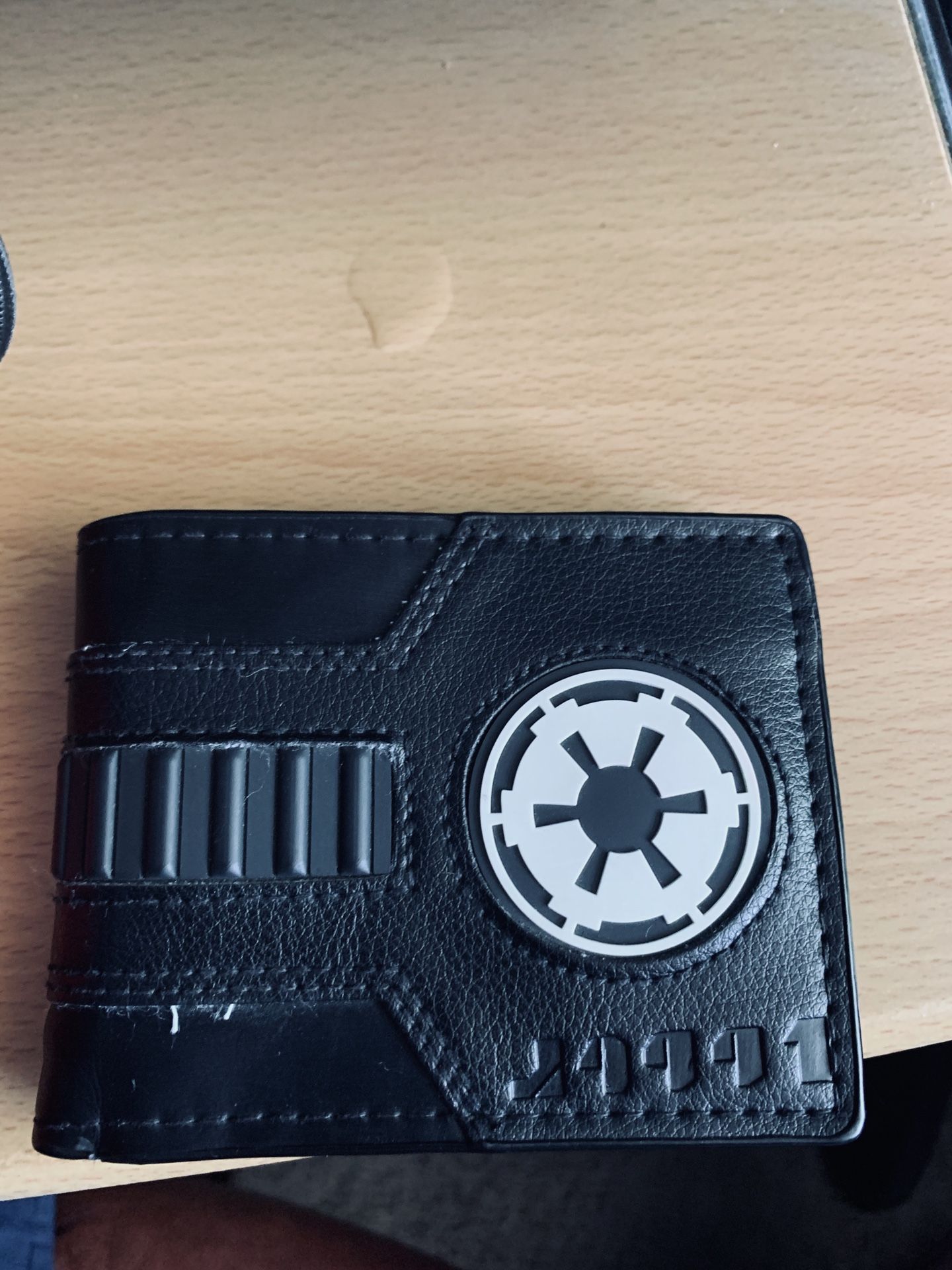 A black leather Star Wars wallet