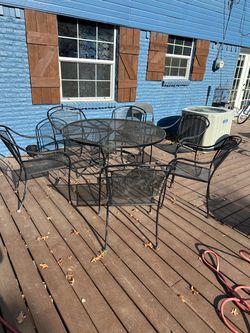 Black Wrought Iron Patio Table and Chair Set