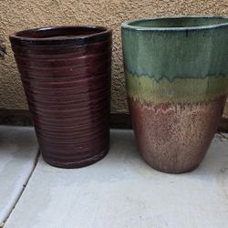 Green Pot New  121/2 In.W X 17in.h $20.00 Red Pot Use 12in.w. X  16 In. H.$15.00