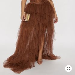 Tulle Maxi Dress - Cognac