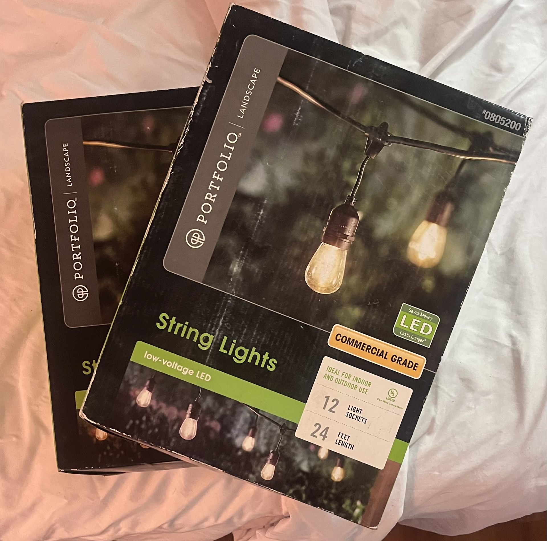 2 Boxes of Portfolio 24ft Outdoor Landscaping Low Voltage LED String of Lights